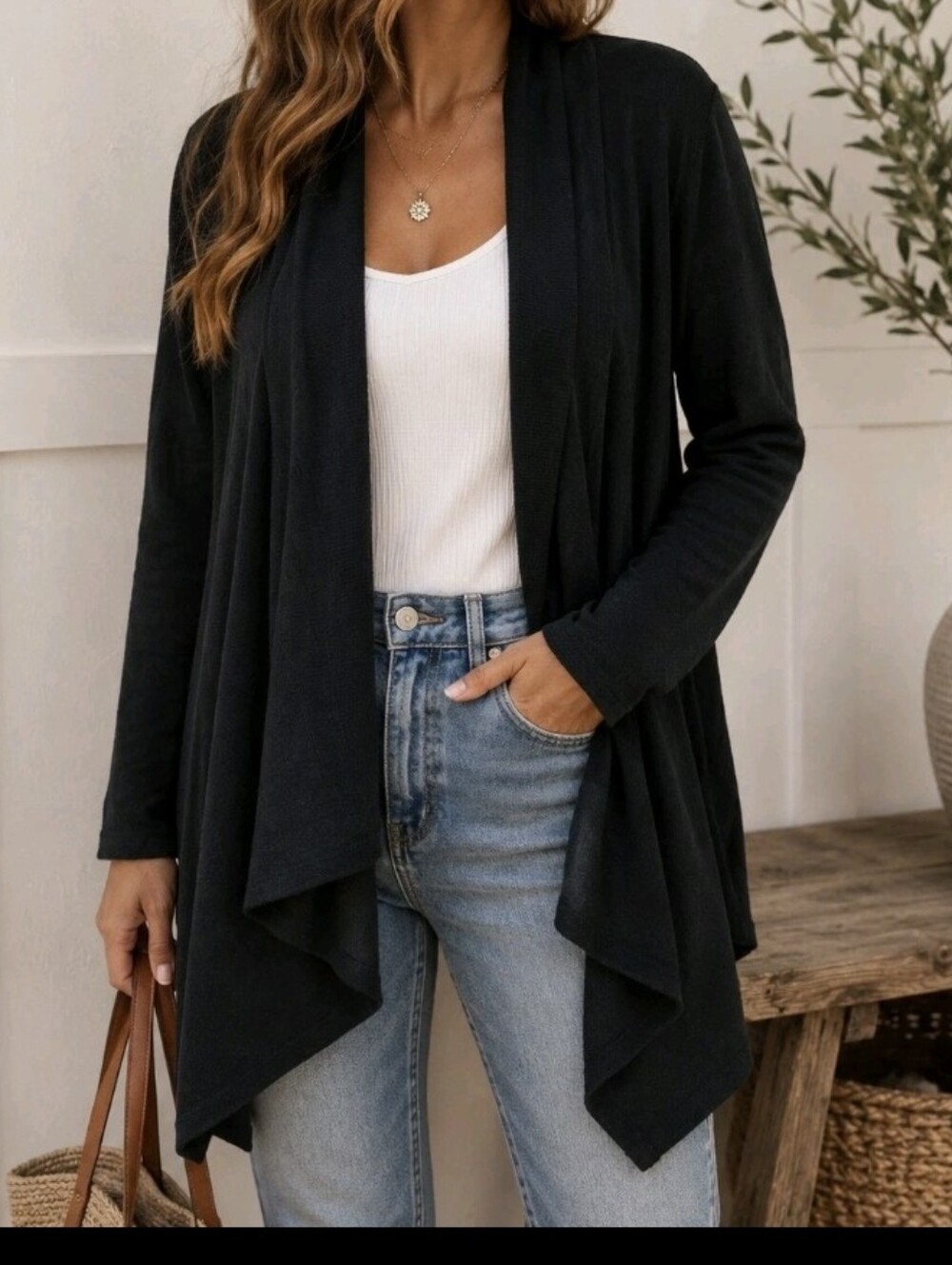 Athleta Black Women's Small  Open-Front Draped Cardigan